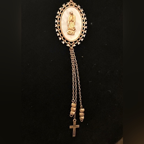 Moricci 925 Sterling Silver Virgin Mary Rosary-Style Necklace NWOT - Picture 4 of 6